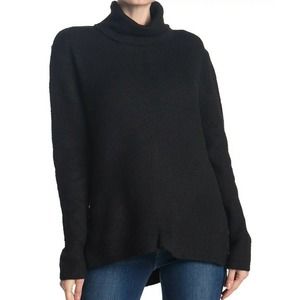 Sweet Romeo NEW Size Medium Abstract Ribbed Tunic Turtleneck Sweater Black